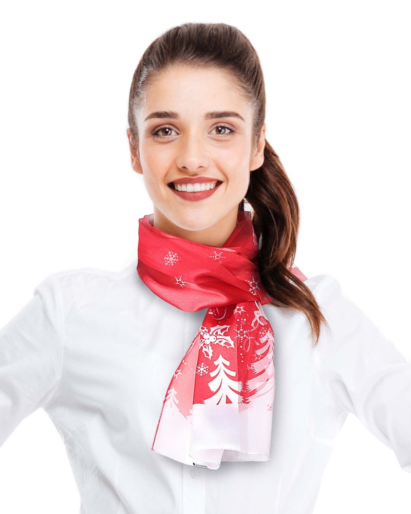 CBC Crown Christmas Theme Scarf, Christmas Scarf - Christmas Winter Day 13"x 60" Made In Korea (WINTER DAY-RED) - Image 3